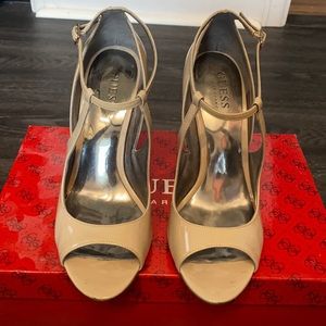 Guess nude peep toe sling back high heels